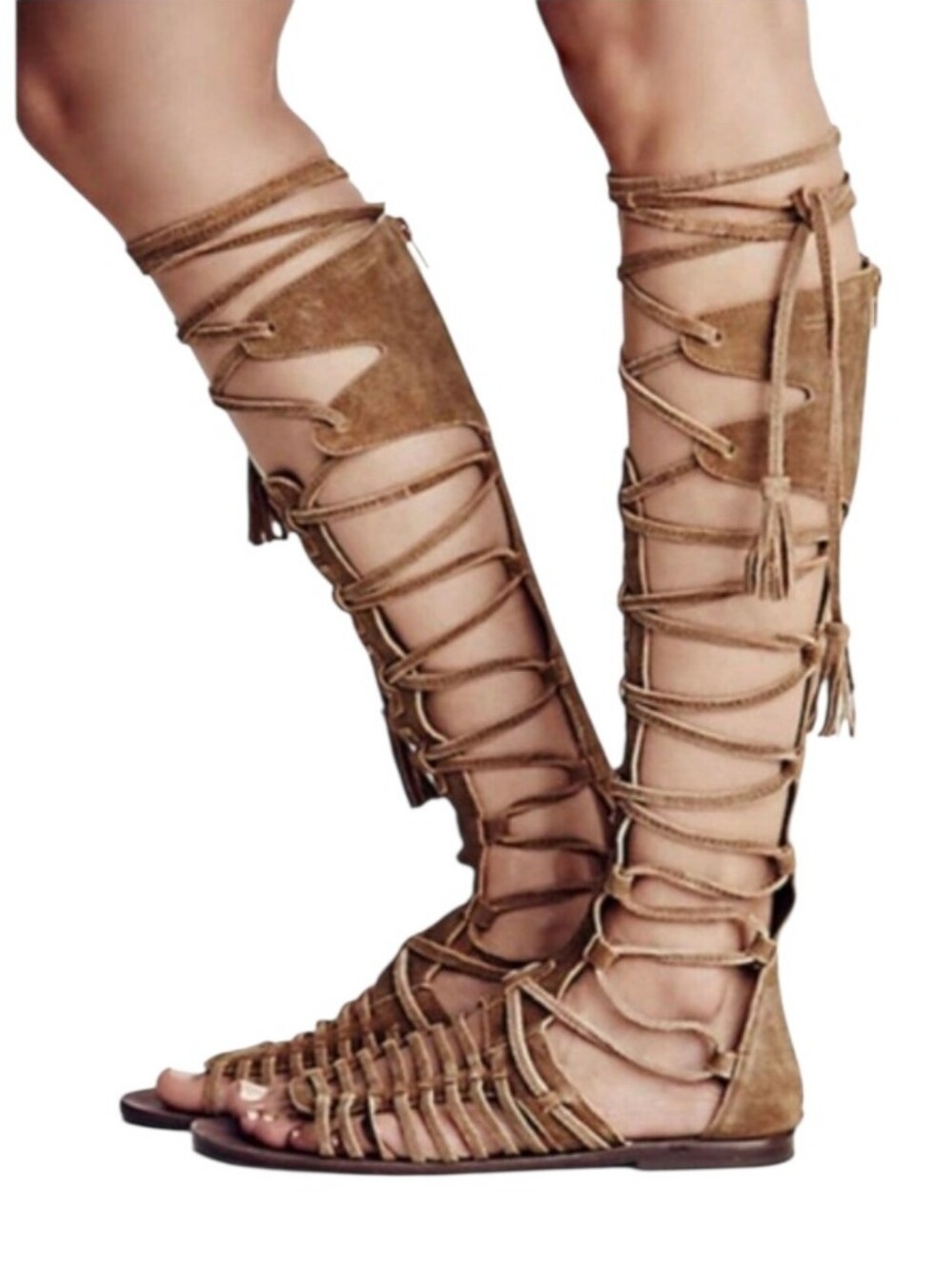 Free People sunseaker tall leather lace up sandals size 39(appox women's 8)